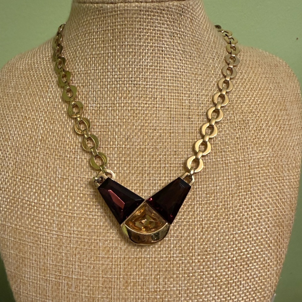 Elegant Vintage Gold and Purple Necklace